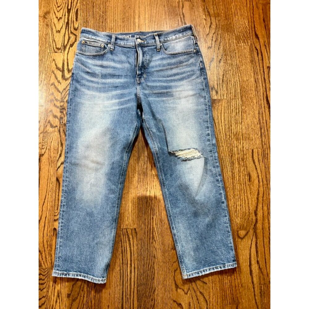 J.Crew Classic Straight Distressed Knee Medium Wash Jeans Size 31P Petite